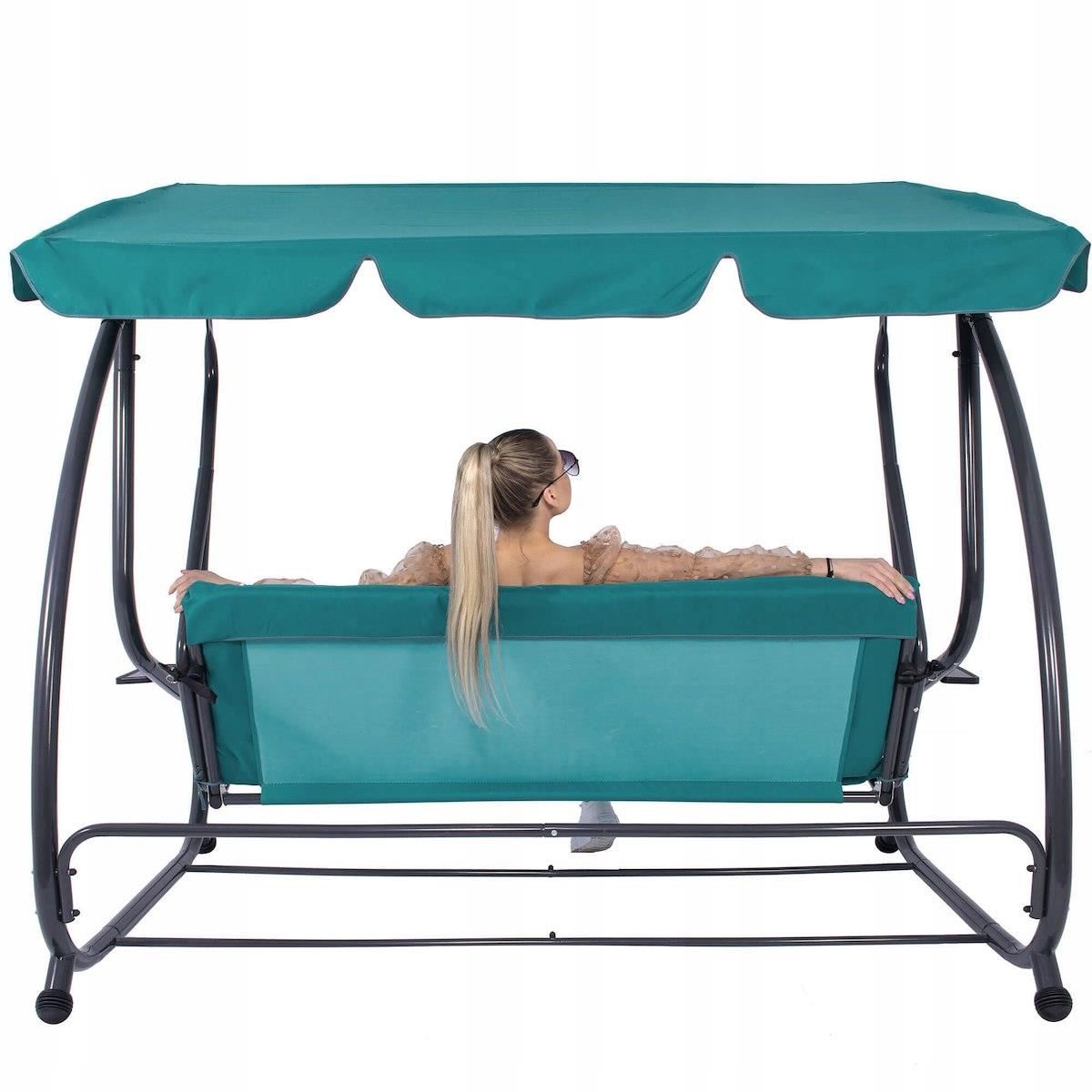 Balansoar gradina, 3 locuri, turcoaz, 190x125x163, functie pat, Venezia