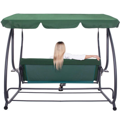 Balansoar gradina, Springos, 3 locuri, verde, 194x122x167-200 cm, functie pat, max 280 kg, Venetia
