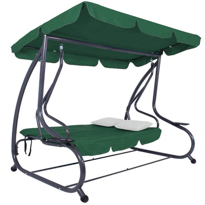 Balansoar gradina, Springos, 3 locuri, verde, 194x122x167-200 cm, functie pat, max 280 kg, Venetia