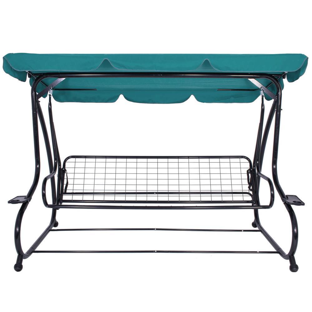 Balansoar gradina, Springos, 4 locuri, turcoaz, alb, 230x130x162 cm, functie pat, max 300 kg