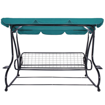 Balansoar gradina, Springos, 4 locuri, turcoaz, alb, 230x130x162 cm, functie pat, max 300 kg