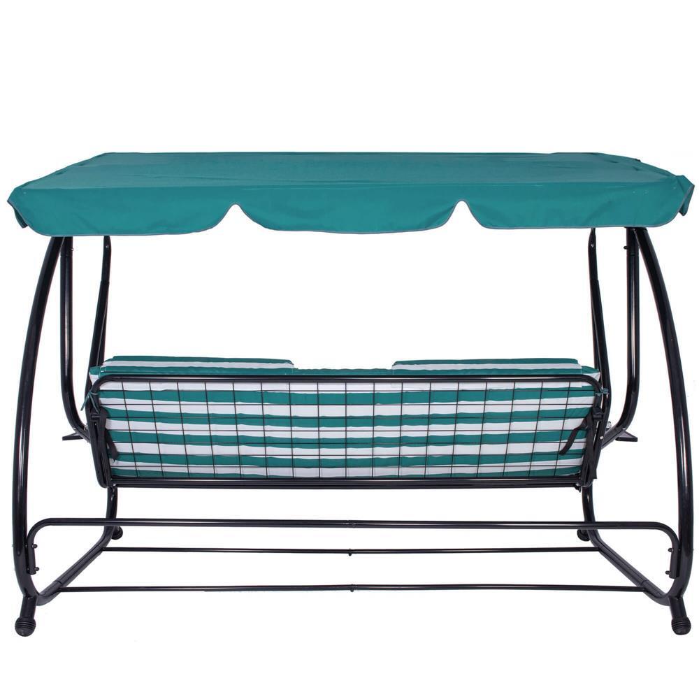 Balansoar gradina, Springos, 4 locuri, turcoaz, alb, 230x130x162 cm, functie pat, max 300 kg