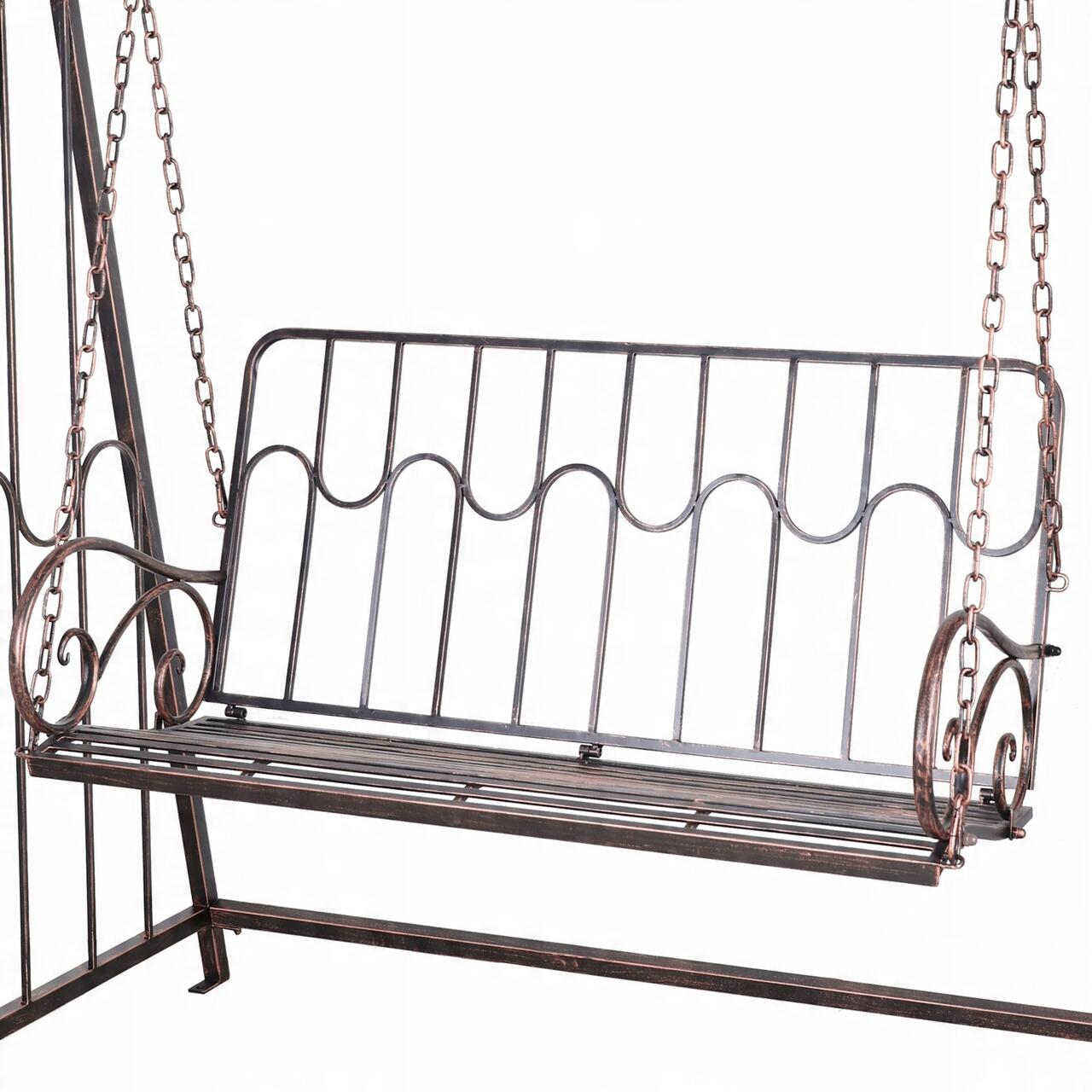 Balansoar gradina, metalic, cu arcada, pergola, 2 locuri, bronz antic, 162x90x205 cm, Don