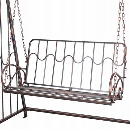 Balansoar gradina, metalic, cu arcada, pergola, 2 locuri, bronz antic, 162x90x205 cm, Don