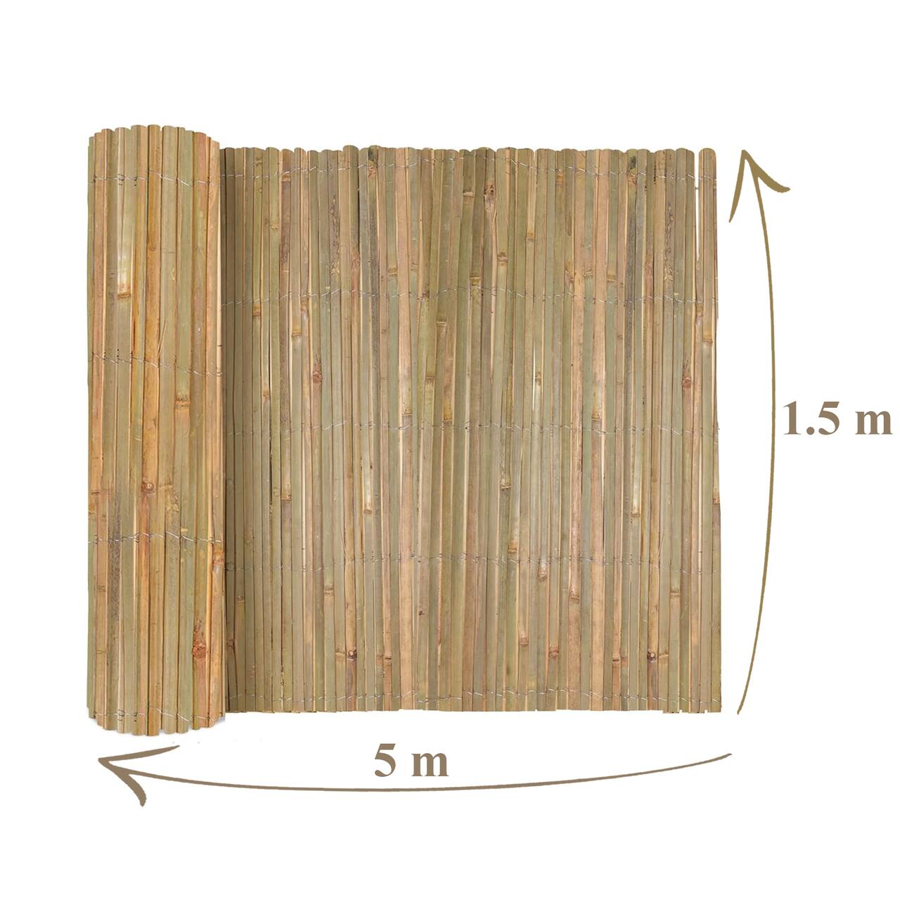 Gard/paravan din bambus natural, 5x1.5 m