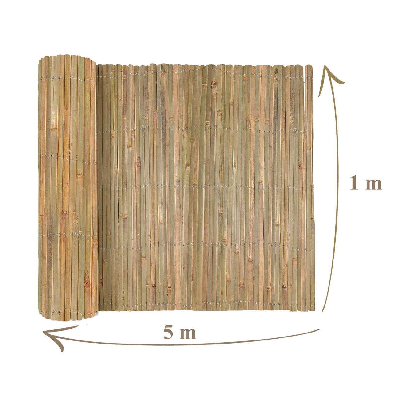 Gard/paravan din bambus natural, 5x1 m