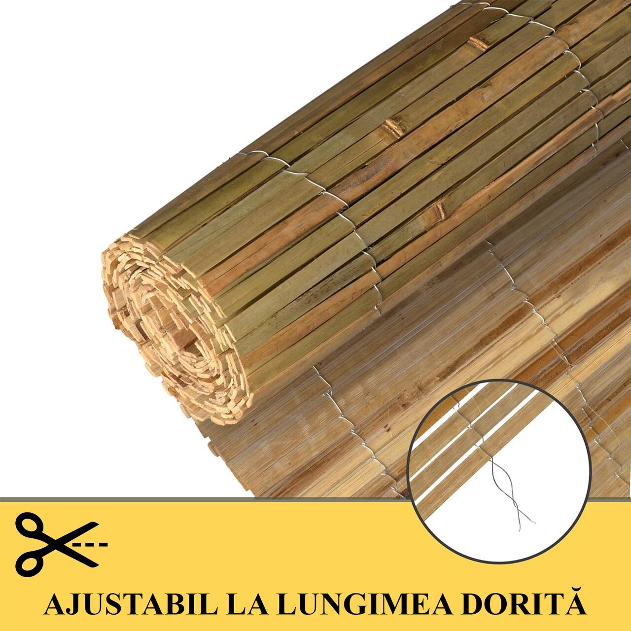 Gard/paravan din bambus natural, 5x2 m
