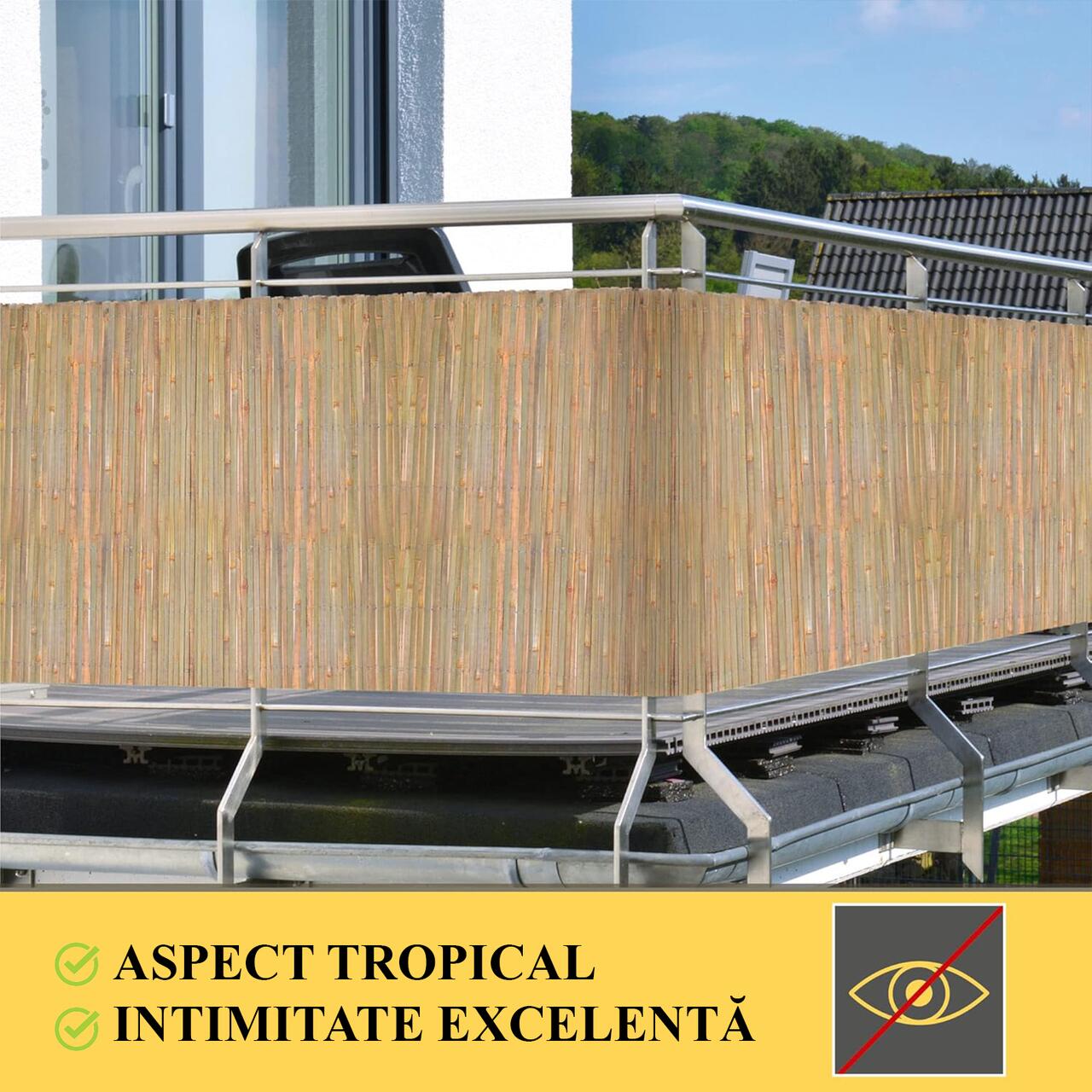 Gard/paravan din bambus natural, 5x1 m