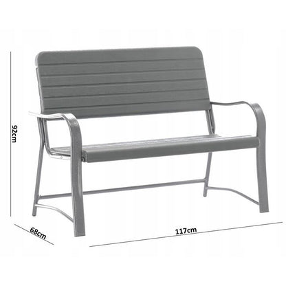 Banca de gradina, plastic, structura metal, 117x68x92 cm, New Style