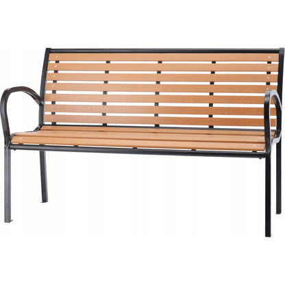 Banca de gradina, spatar plastic, structura otel, 125x60x80 cm, Daria