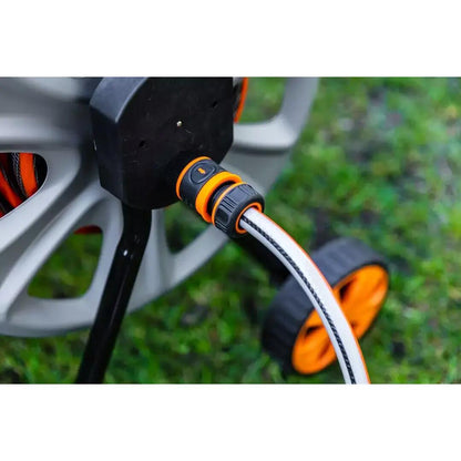 Carucior pentru furtun gradina, cu ghidaj, metalic, 1/2"-60 m, 3/4"-20 m, NEO
