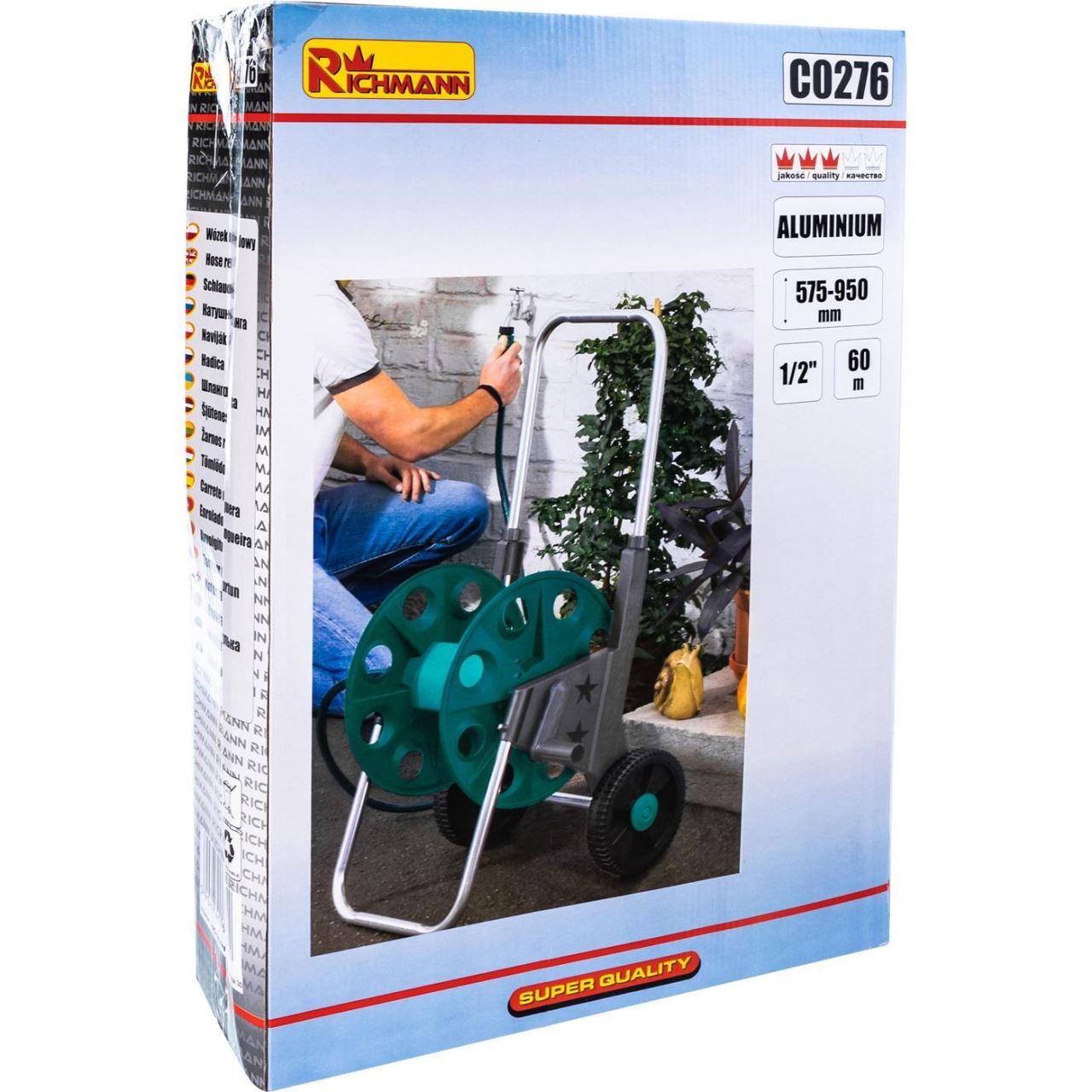 Carucior pentru furtun gradina, plastic, telescopic, 1/2", 60 m, Richmann