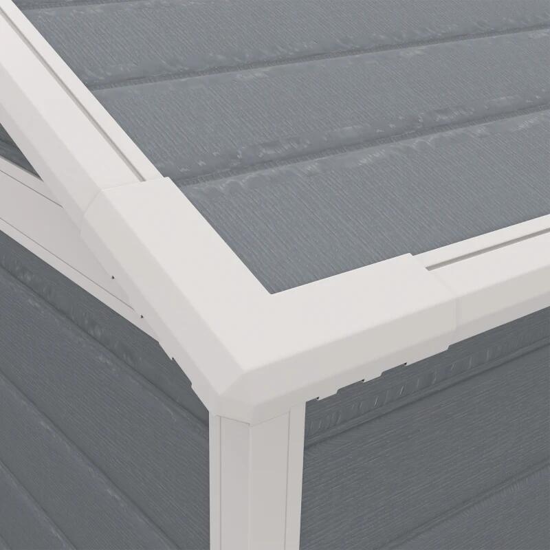 Casuta/magazie/sopron de gradina pentru depozitare unelte, aluminiu si PP, cu manusi, lacat si chei, gri, 183x134x210 cm