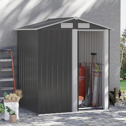 Casuta/magazie/sopron de gradina pentru depozitare unelte, cu structura baza inclusa, otel si PP, gri, 152x132x188 cm