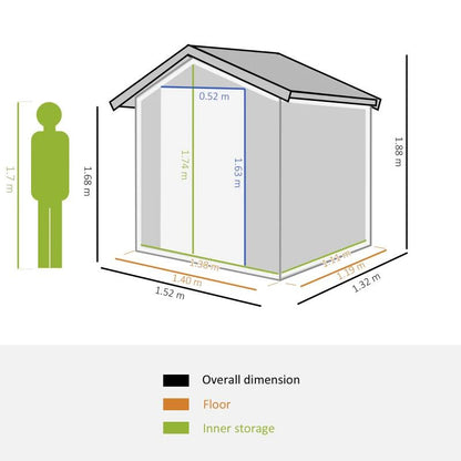 Casuta/magazie/sopron de gradina pentru depozitare unelte, cu structura baza inclusa, otel si PP, gri, 152x132x188 cm