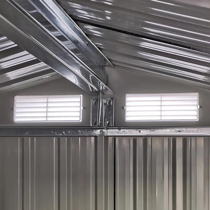 Casuta/magazie/sopron de gradina pentru depozitare unelte, cu structura baza inclusa, otel si PP, gri, 152x132x188 cm