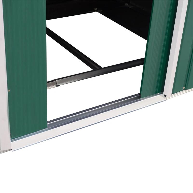 Casuta/magazie/sopron de gradina pentru depozitare unelte, cu structura baza inclusa, otel si PP, verde, 277x195x192 cm