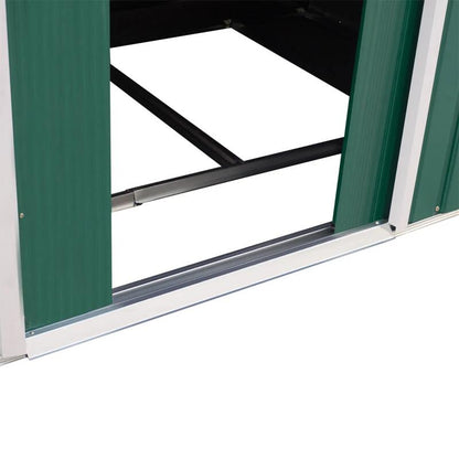 Casuta/magazie/sopron de gradina pentru depozitare unelte, cu structura baza inclusa, otel si PP, verde, 277x195x192 cm