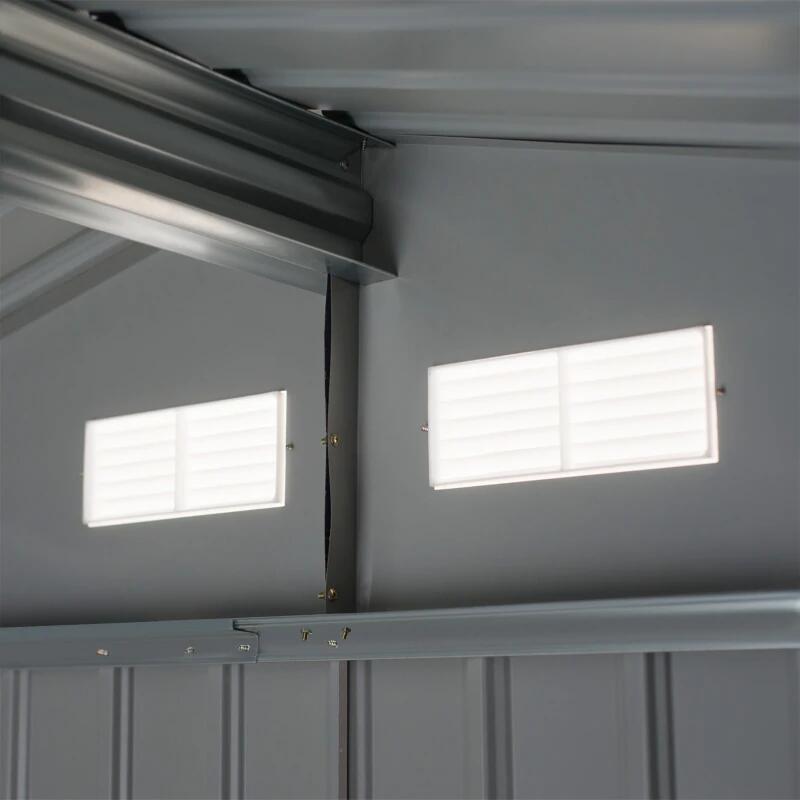 Casuta/magazie/sopron de gradina pentru depozitare unelte, cu structura baza inclusa, otel si PP, verde, 277x195x192 cm