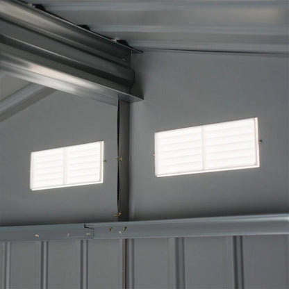 Casuta/magazie/sopron de gradina pentru depozitare unelte, cu structura baza inclusa, otel si PP, verde, 277x195x192 cm