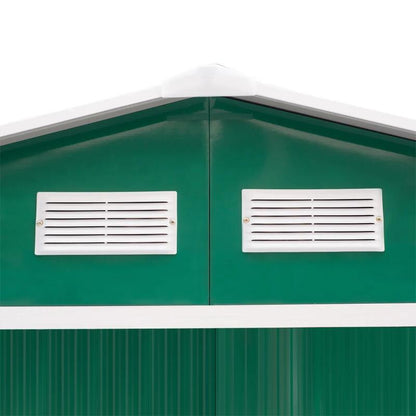 Casuta/magazie/sopron de gradina pentru depozitare unelte, cu structura baza inclusa, otel si PP, verde, 277x195x192 cm