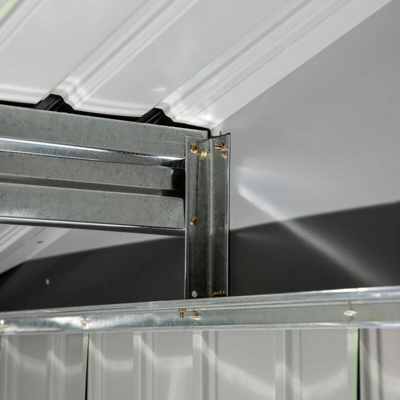 Casuta/magazie/sopron de gradina pentru depozitare unelte, cu structura baza inclusa, otel si PP, verde kaki, 277x195x192 cm