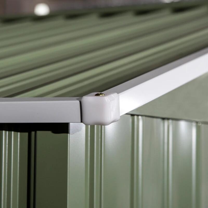 Casuta/magazie/sopron de gradina pentru depozitare unelte, cu structura baza inclusa, otel si PP, verde kaki, 277x195x192 cm