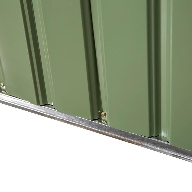 Casuta/magazie/sopron de gradina pentru depozitare unelte, cu structura baza inclusa, otel si PP, verde kaki, 277x195x192 cm