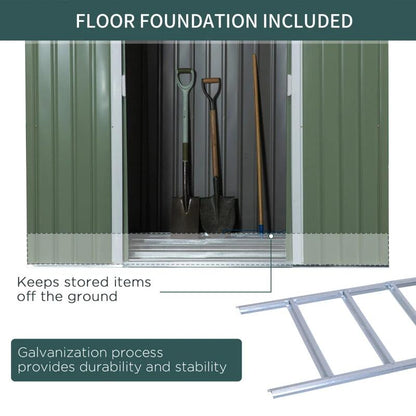 Casuta/magazie/sopron de gradina pentru depozitare unelte, cu structura baza inclusa, otel, verde, 213x130x173 cm