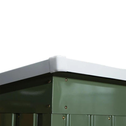 Casuta/magazie/sopron de gradina pentru depozitare unelte, cu structura baza inclusa, otel, verde, 213x130x173 cm