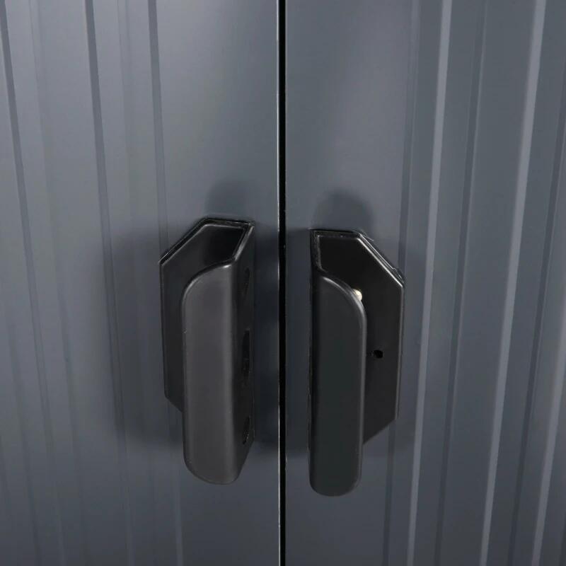 Casuta/magazie/sopron de gradina pentru depozitare unelte, otel si PP, negru, 236x174x190 cm
