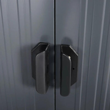 Casuta/magazie/sopron de gradina pentru depozitare unelte, otel si PP, negru, 236x174x190 cm