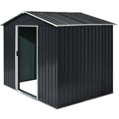 Casuta/magazie/sopron de gradina pentru depozitare unelte, otel si PP, negru, 236x174x190 cm