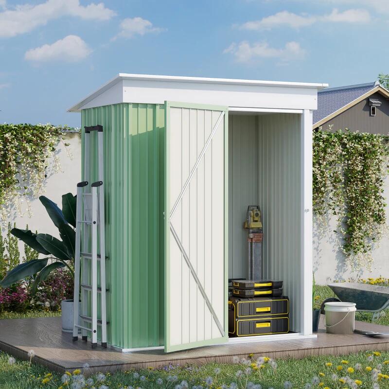 Casuta/magazie/sopron de gradina pentru depozitare unelte, otel, verde, 161x95x181 cm
