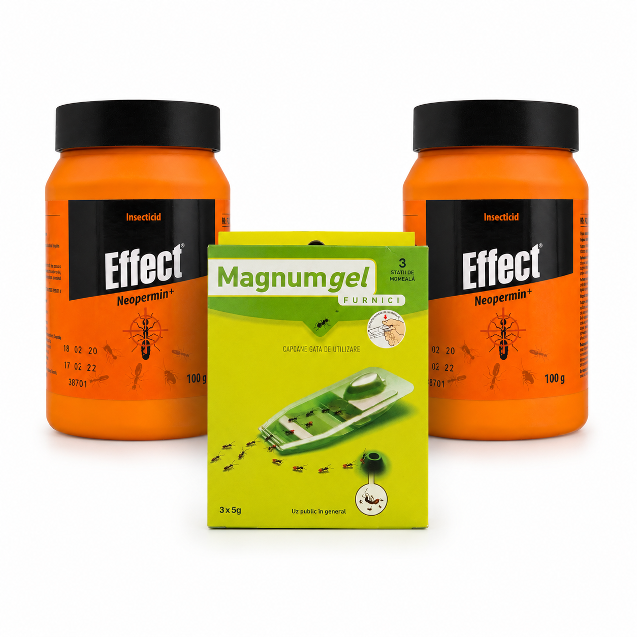 Pachet complet pentru combaterea furnicilor – 2 x Effect Neopermin + 1 x Magnum Gel Capcană Furnici