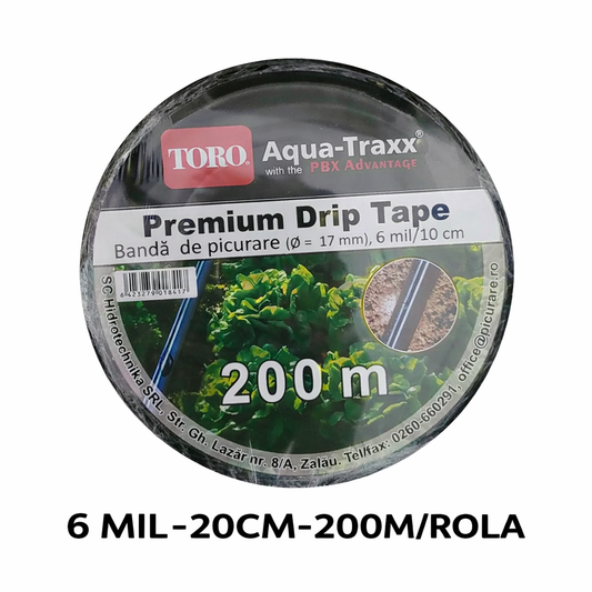 Banda de picurare AQUA-TRAXX 6 MIL-20CM-200M/ROLA