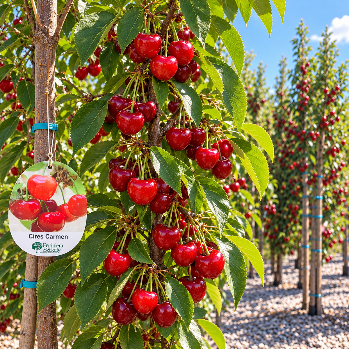 Cireș Carmen – Puiet Altoit pe Prunus Mahaleb, Fructe Foarte Mari