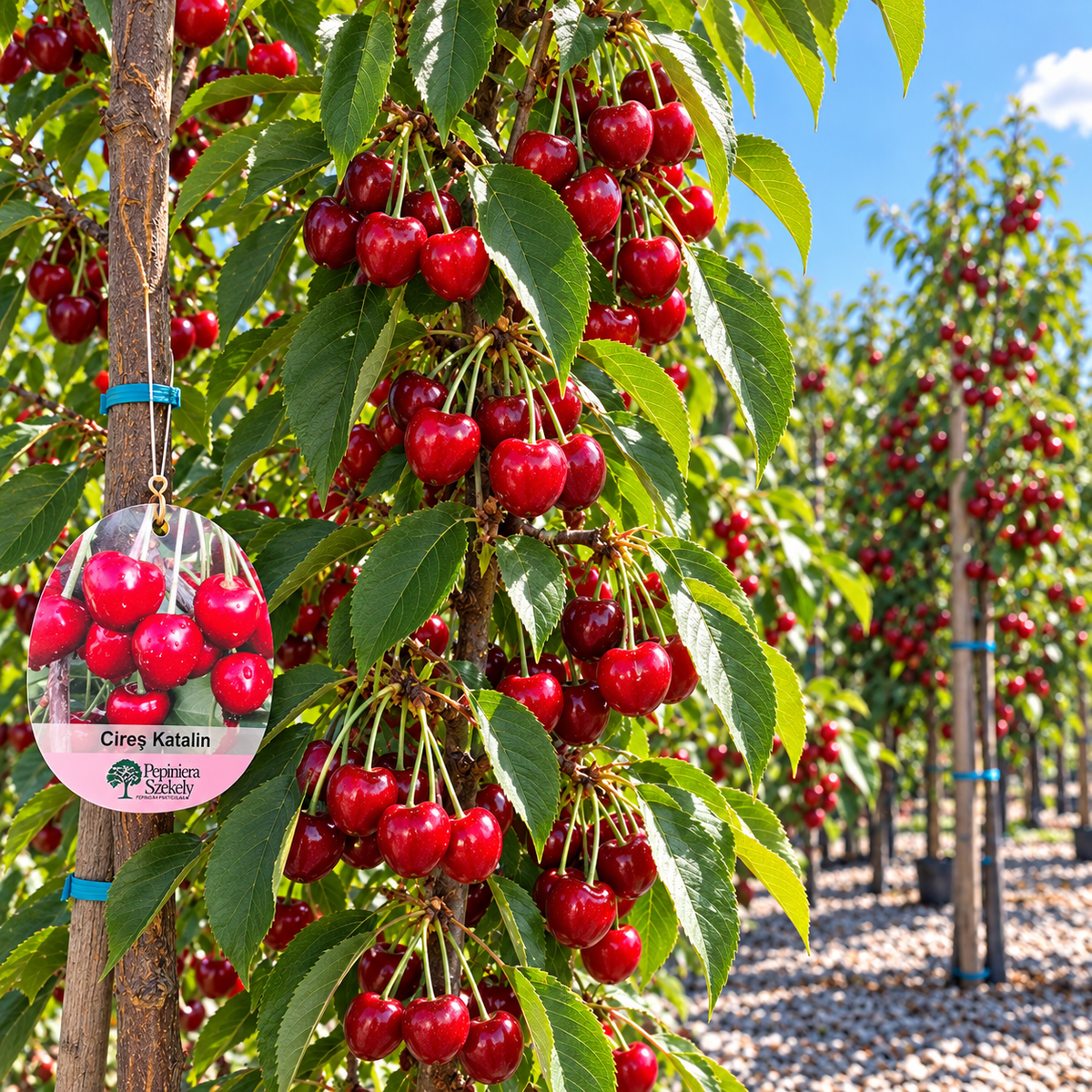 Cireș Katalin – Puiet Altoit pe Prunus Mahaleb, Soi Unguresc cu Fructe Foarte Mari