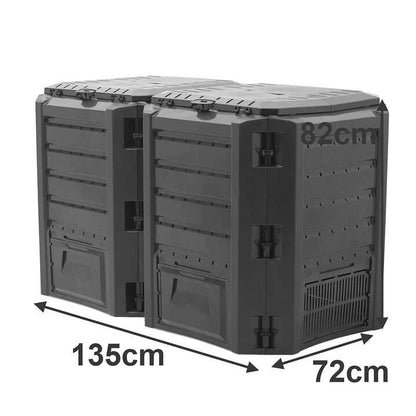 Compostor de gradina, 2 module, Module Compogreen, 800 L, negru, 135x71.9x82.6 cm, Prosperplast