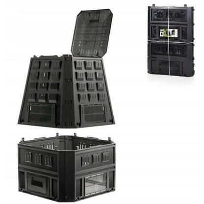 Compostor de gradina, 850 L, negru, Evoblack