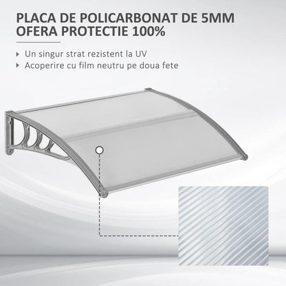 Copertina marchiza, policarbonat, transparent, 100x80x23 cm