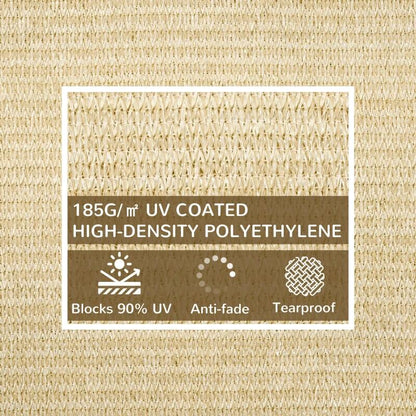 Copertina parasolar, dreptunghiulara, HDPE, cu accesorii fixare, inele metalice, bej, 4x3 m