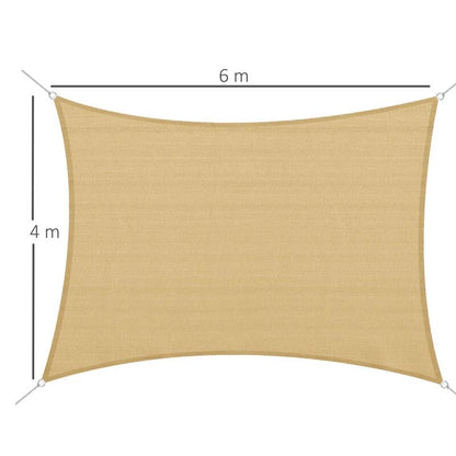 Copertina parasolar, dreptunghiulara, polietilena, cu sfoara pentru fixare, inele metalice, bej, 6x4 m