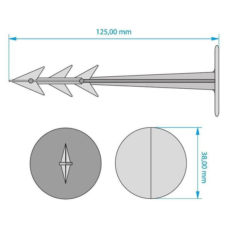 Cui plastic, fixare folii, tip harpon, set 50 buc, 25x100 mm