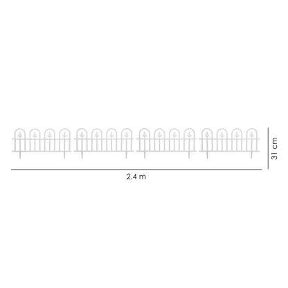 Gard de gradina decorativ, plastic alb, set 4 buc, 60x30.5 cm