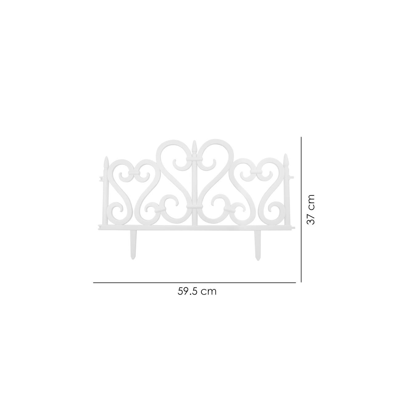 Gard de gradina decorativ, plastic alb, set 4 buc, 59.5x37 cm