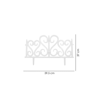Gard de gradina decorativ, plastic alb, set 4 buc, 59.5x37 cm