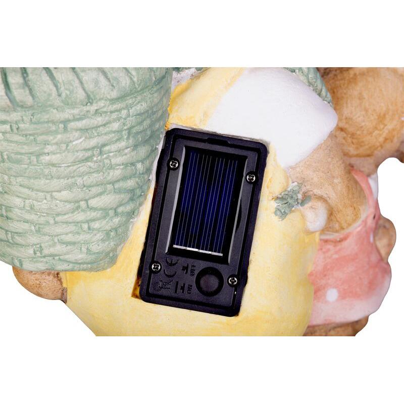 Decoratiune gradina, ceramica, solara, iepuras cu pui si cos cu ou, LED, 17.8x25.5x39 cm, MagicHome