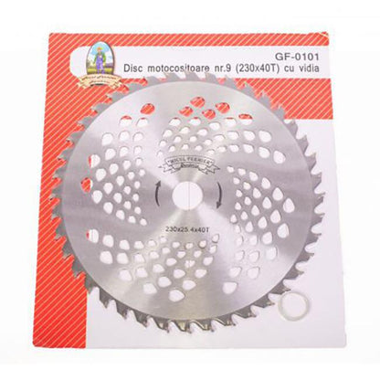 Disc circular vidia pentru motocoasa/trimmer, Micul Fermier, 230x25.4 mm, 40 dinti