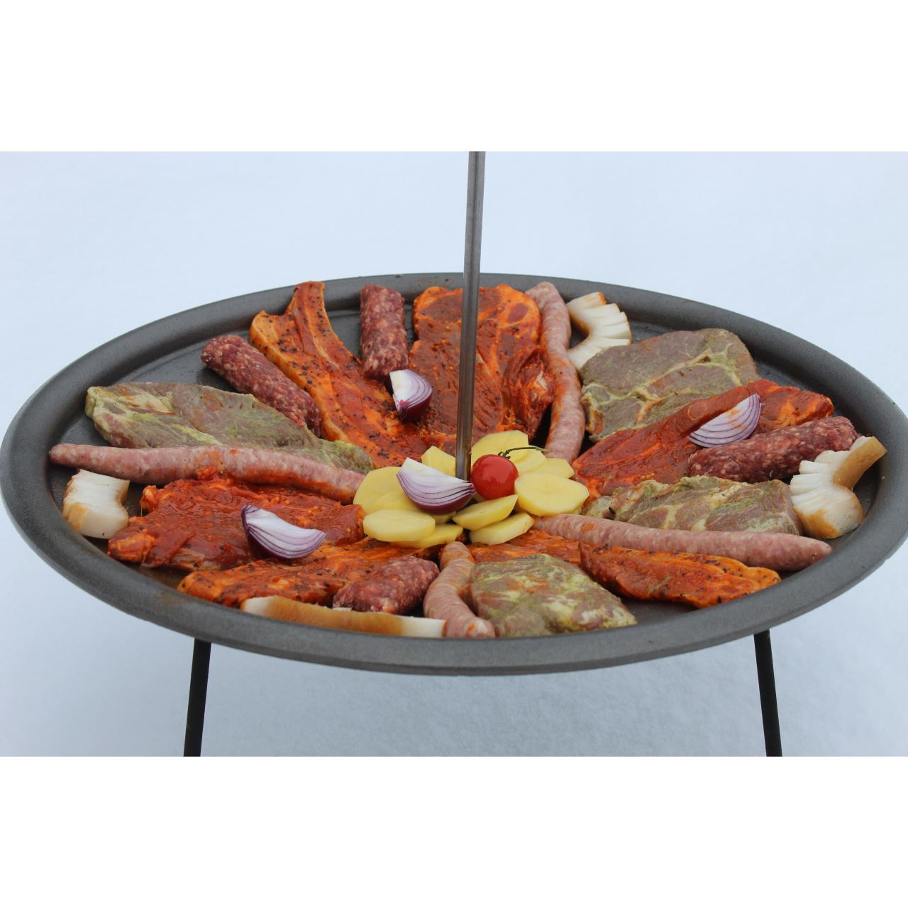 Disc pentru gratar, fonta, tip grill, cu picioare si agatator, 50 cm, Barbeque